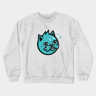 Cute Cat Face, Blue Cat Crewneck Sweatshirt